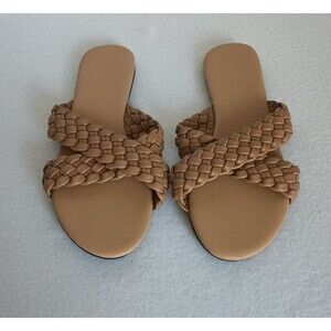 Mtzyoa Womens Sandles Cris Cross Strap Slip On Brown/Tan  Size 8.5